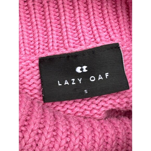 Lazy Oaf Pink Kidcore‎ Knit Oversized Sweater Smiley Flower Turtleneck S - Picture 6 of 9